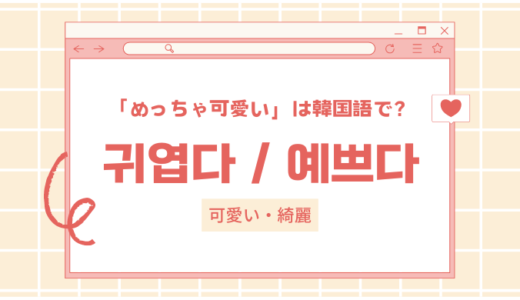 韓国語で「めっちゃ可愛い！」귀엽다・예쁘다の意味と使い方